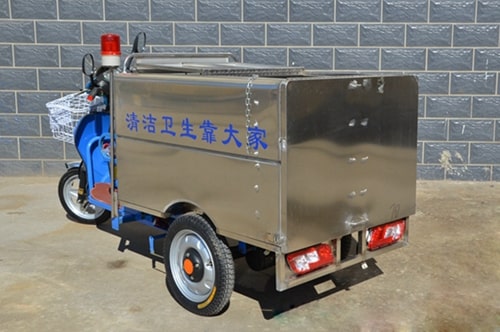 不銹鋼電動三輪保潔車左后側圖片